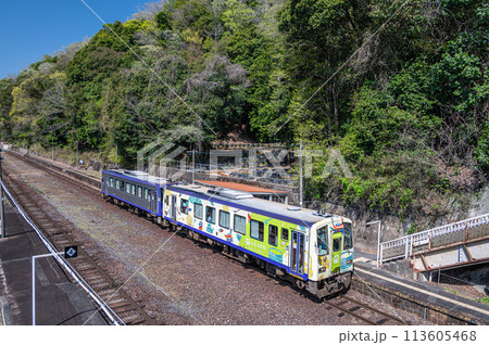 関西線大河原駅停車中のディーゼルカー　京都府南山城村 113605468