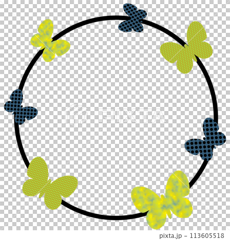 Circular frame with flying butterflies 113605518