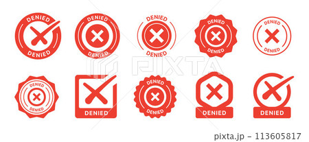 The cross marks icon set. It includes denied, no, wrong, reject, red, and more icons. Vector illustration sign. The cross marks icon set. It includes denied, no, wrong, reject, red, and more icons. Vector illustration sign. 113605817