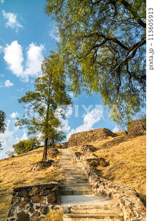 Stairs to the pyramid at Cerro de la Estrella National Park in Iztapalapa, Mexico City 113605913