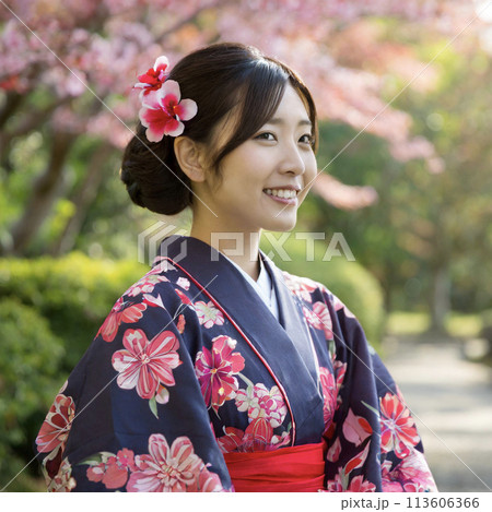 着物を着た日本の女性 113606366