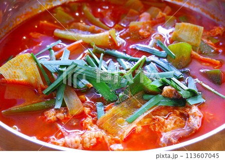韓国旅行で味わいたい、牛肉と野菜のスープ料理、ユッケジャン 113607045