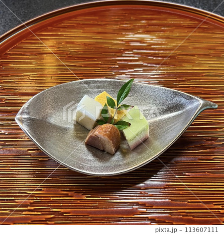 皿に盛った懐石料理 皿に盛った懐石料理 113607111
