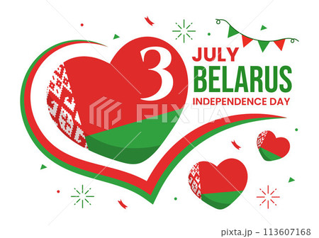 Happy Belarus Independence Day Vector Illustration on 3 July with Waving Flag and Ribbon in National Holiday Flat Cartoon Background Design 113607168