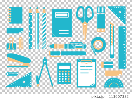 Vector illustration set of various stationery Vector illustration set of various stationery 113607382