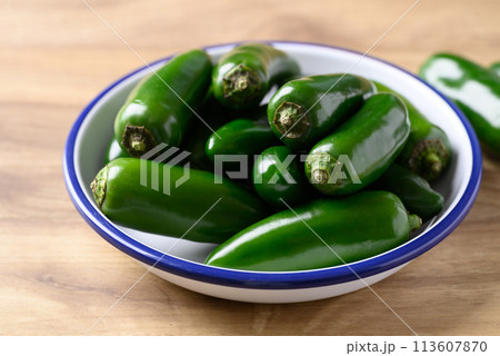 Fresh green Jalapeno chili, Food ingredient Fresh green Jalapeno chili, Food ingredient 113607870