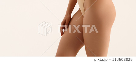 Cropped portrait of young beautiful girl posing on 113608829