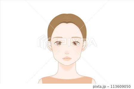30代一重まぶたの女性の正面(イエベ) 30代一重まぶたの女性の正面(イエベ) 113609050