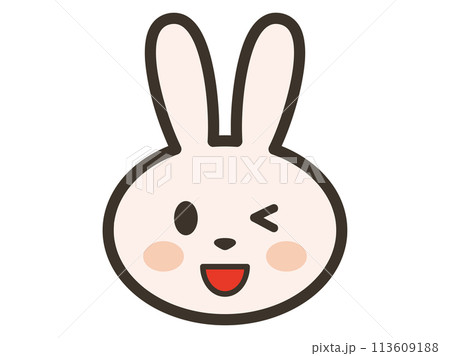 笑顔でウインクをするうさぎさんの顔イラストのイラスト素材