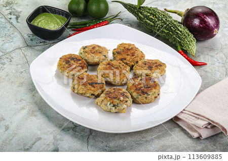 Indian style - chicken kebab with herbs Indian style - chicken kebab with herbs 113609885