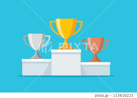 Three trophy with gold and silver, bronze....のイラスト素材 [113610225] - PIXTA