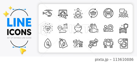 Washing machine, Clapping hands and Refresh website line icons set for app include Heartbeat, Yoga, Refresh cart outline thin icon. Love couple, Qr code, Helicopter pictogram icon. Vector Washing machine, Clapping hands and Refresh website line icons set for app include Heartbeat, Yoga, Refresh cart outline thin icon. Love couple, Qr code, Helicopter pictogram icon. Vector 113610886