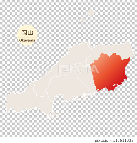 A bright and beautiful map of Okayama Prefecture, Okayama Prefecture in the Chugoku region 113611338