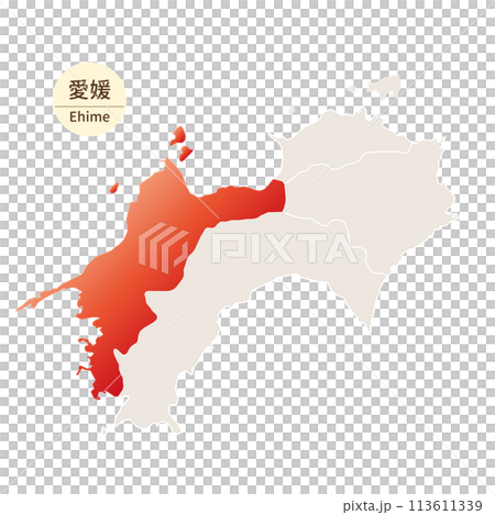 A bright and beautiful map of Ehime Prefecture, Ehime Prefecture in the Shikoku region 113611339