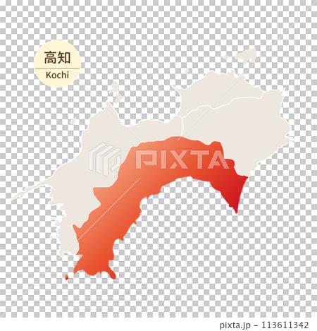 A bright and beautiful map of Kochi Prefecture, Kochi Prefecture in the Shikoku region 113611342