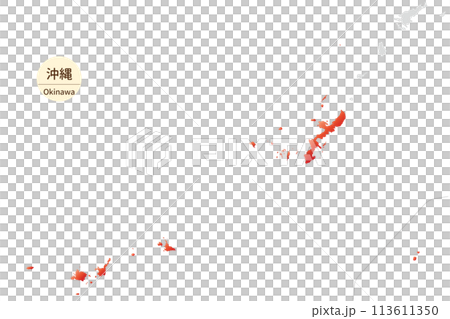 沖縄県の明るく美しい地図、離島を含む全体図 113611350