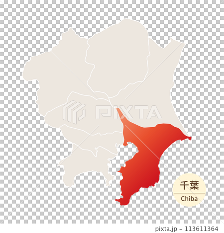 A bright and beautiful map of Chiba Prefecture, Chiba Prefecture in the Kanto region 113611364