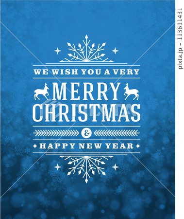 Christmas retro typography and light with snowflakes 113611431