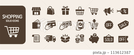 ショッピング　ソリッドアイコンセット 113612387