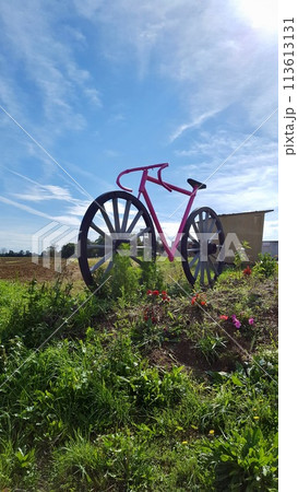 大地を走る大きな赤い自転車 大地を走る大きな赤い自転車 113613131