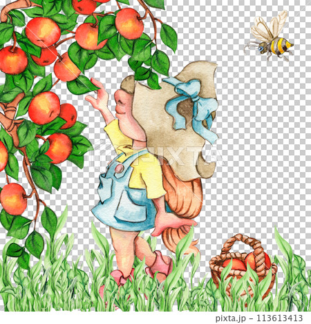 Composition of watercolor hand drawn cute Nordic Scandinavian gnomes and flowers and leaves watercolor illustration. Design for baby shower party, birthday, cake, holiday celebration, greetings cards. Composition of watercolor hand drawn cute Nordic Scandinavian gnomes and flowers and leaves watercolor illustration. Design for baby shower party, birthday, cake, holiday celebration, greetings cards. 113613413