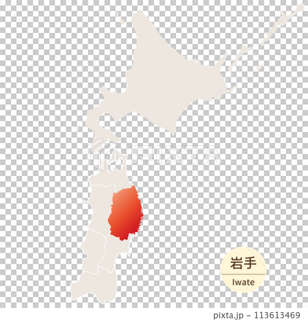 北海道/東北地區岩手縣的明亮而美麗的地圖 113613469