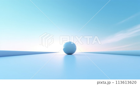 Simple Abstract Background in Blue Colors with a Ball on the Sky Background, Generative AI 113613620