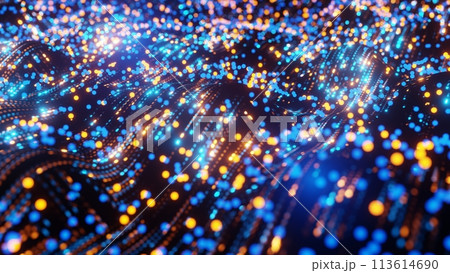 Navigating the Digital Landscape: Parallel Data Streams in Vibrant Waves, 3D rendering 113614690