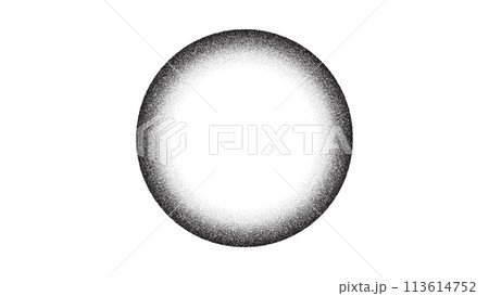 Noise circle frame. Gradient round dotted border. Grain ring geometric texture. Isolated halftone vector pattern round shape. 113614752