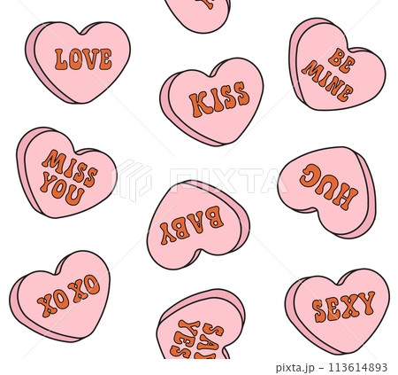 Vector seamless pattern of Valentine love candies 113614893