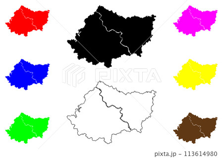 Xiangyang city (People's Republic of China, PRC) map vector illustration, scribble sketch Xiangfan, Siangyang, Siang-yang Prefecture-level city map 113614980