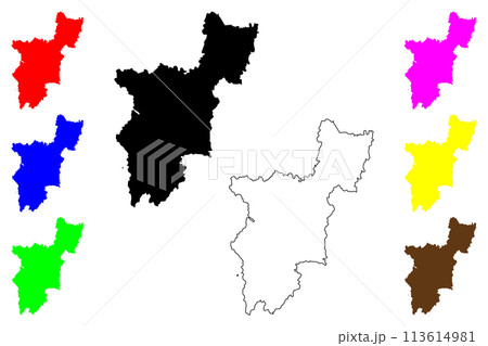 Xiaogan city (People's Republic of China, PRC) map vector illustration, scribble sketch Siaokan Prefecture-level city map 113614981
