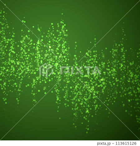 Magic falling snow christmas background. Subtle flying snow flakes and stars on christmas green background. Magic falling snow holiday scenery. Square vector illustration. Magic falling snow christmas background. Subtle flying snow flakes and stars on christmas green background. Magic falling snow holiday scenery. Square vector illustration. 113615126