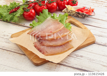 Sliced salted marlin fish carpaccio 113615426