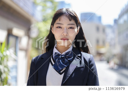 カメラ目線の女子高校生　ポートレート 113616979