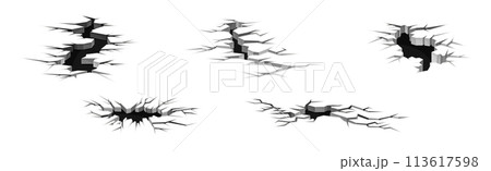 Earthquake Cracks and Holes in Ground Vector Set 113617598