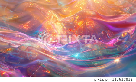 Closeup of vibrant abstract painting with rainbow of colors 113617812