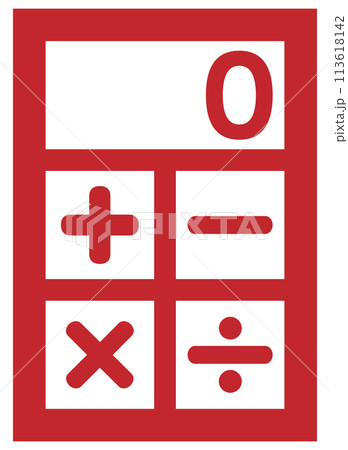 シンプルな電卓のアイコン 赤 113618142