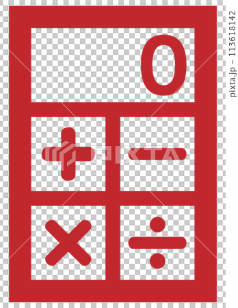 シンプルな電卓のアイコン 赤 113618142