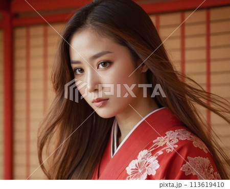 Girl in a Japanese interior. 113619410