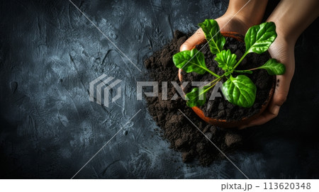 Nurturing New Life. World Environment Day, Mother Earth Day Concept Nurturing New Life. World Environment Day, Mother Earth Day Concept 113620348