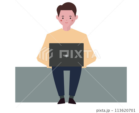パソコンをする男性。ベクターイラスト パソコンをする男性。ベクターイラスト 113620701