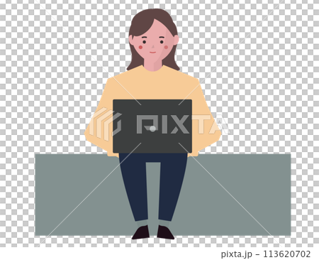 A woman using a computer. Vector illustration A woman using a computer. Vector illustration 113620702