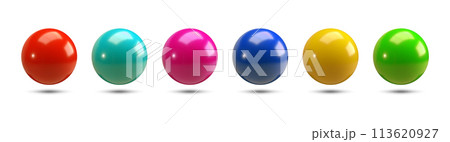 Collection of colorful 3d spheres isolated on white. Vector illustration Collection of colorful 3d spheres isolated on white. Vector illustration 113620927