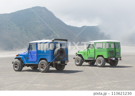 car at Bromo Mountain, Mount Bromo is one of the most visited tourist attractions in Java, Indonesia car at Bromo Mountain, Mount Bromo is one of the most visited tourist attractions in Java, Indonesia 113621230