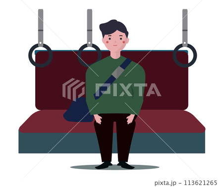 電車に乗る男性。ベクターイラスト	 113621265