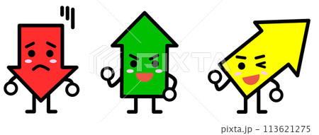 下向と上向や上昇傾向の矢印のキャラ 113621275