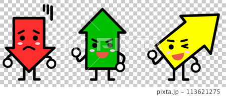 下向と上向や上昇傾向の矢印のキャラ 113621275