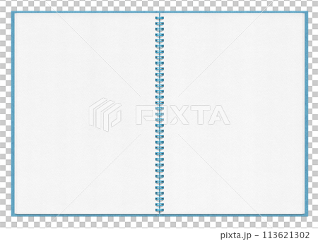 見開きのスケッチブック、青リングと青カバー 113621302