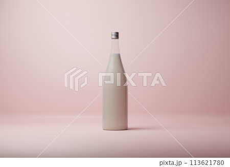 日本酒　ラベル無し　モックアップ　3Dレンダリング 113621780
